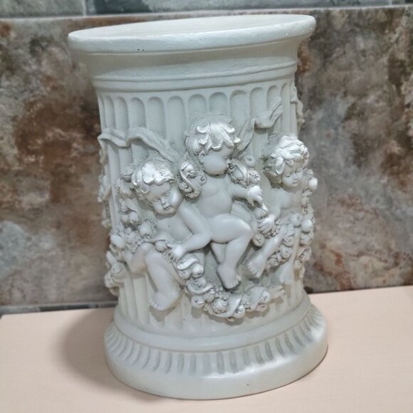 Decorative Column Pillar Plaster Cherub Carving Putti Floral Leafy Motif - Picture 3 of 13